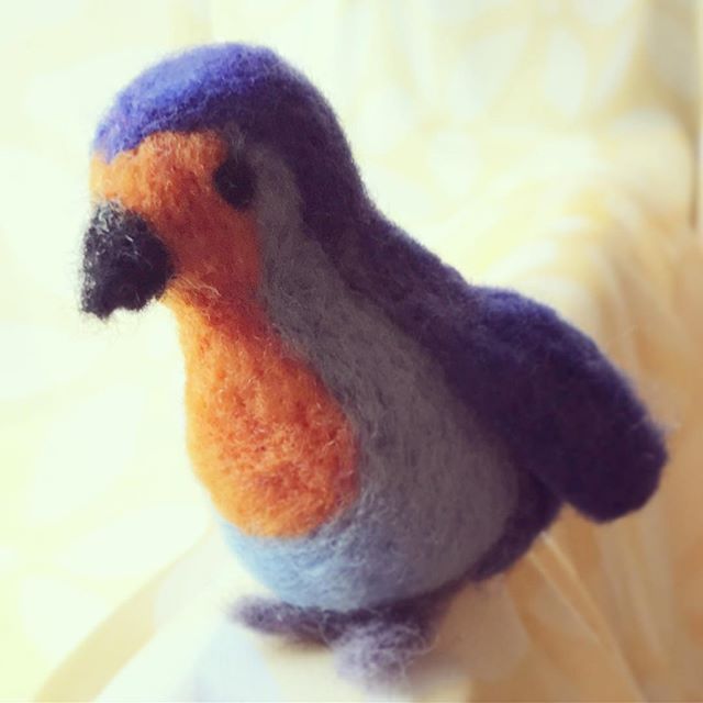 needle felted blue bird