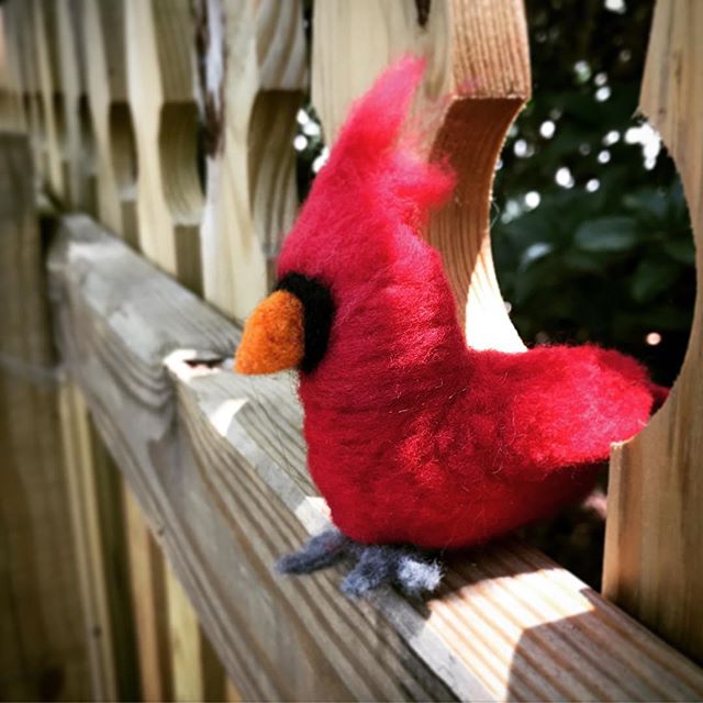 needle felted cardinal
