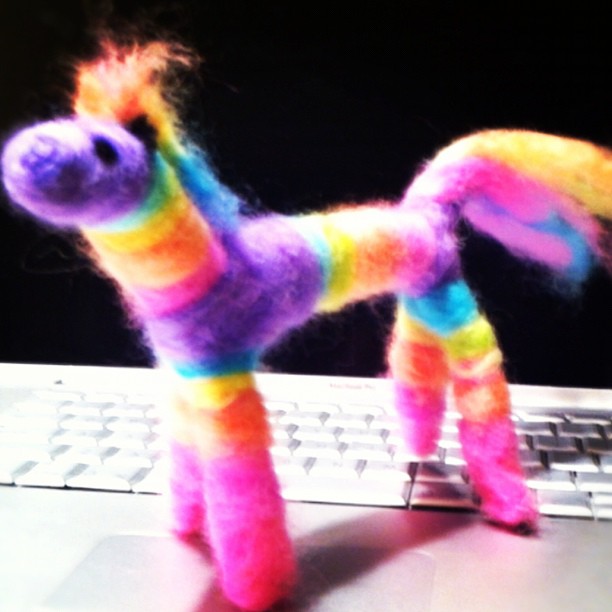 needle felted rainbow horse